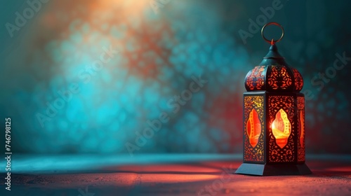 abstract minimalist background with lantern for Ramadan card with copy space
