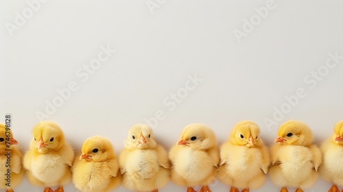 A minimalist background with a border of Easter chicks