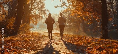 jogging couple in a park