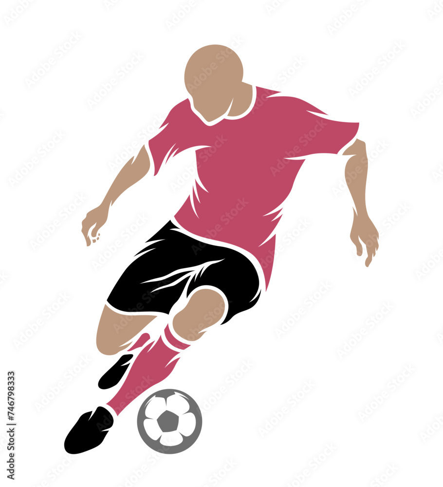 Soccer player isolated vector silhouette