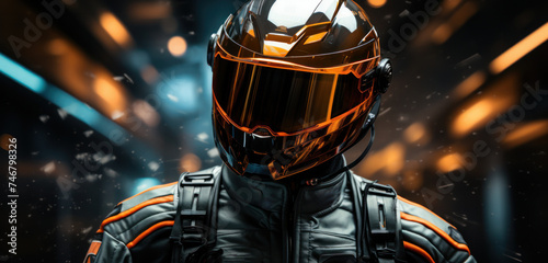 image of a race car driver at night