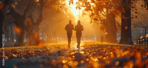 jogging couple in a park