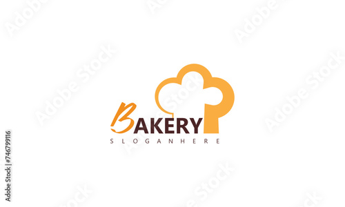 Bakery shop logo set with chefs hat, plunger and loaf line style isolated on background for bread house, loaf store, coffee shop, cupcake firm, food market, cafe. Vector Illustration