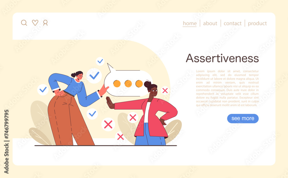 Fototapeta premium Assertiveness concept. Flat vector illustration