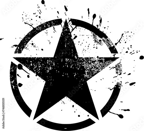 Vektor Silhouette - Grunge Symbol Militär Armee - Stern mit Kreis