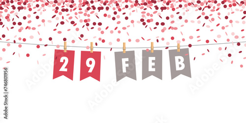 29 february party flag and confetti background vector illustration