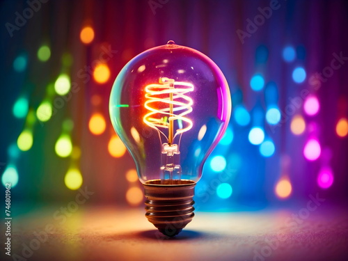 glowing bulb light neon color background abstract generative AI