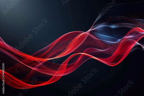 Dark abstract background with red and blue smoke waves. Generative AI 