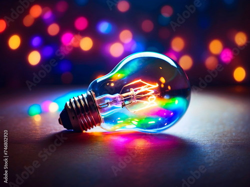 glowing bulb light neon color background generative AI