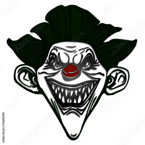 Scary clown sonriente verde.