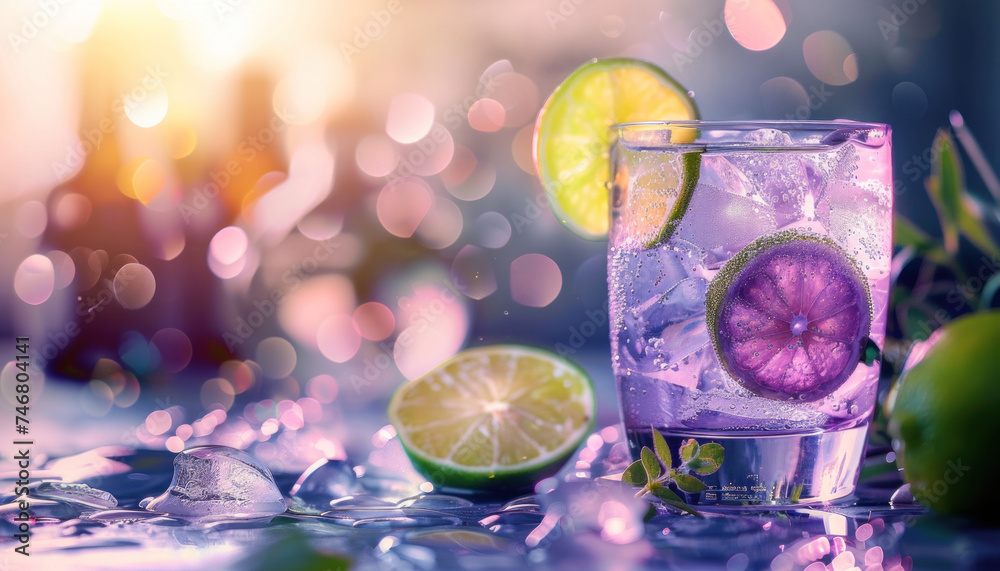 Stockillustratie Empress gin, Empress gin and tonic, purple gin, purple