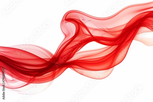 abstract red smoke wave on white background, abstract red smoke wave. Generative AI 