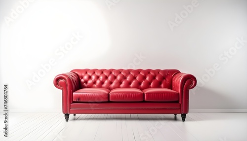 Red sofa isolated on white room
