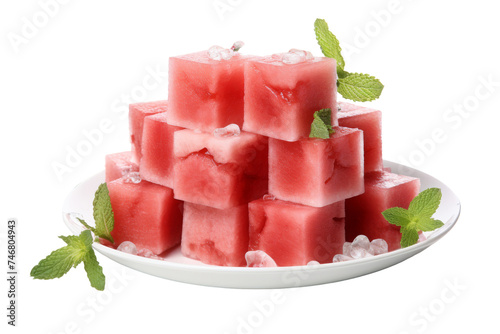 Refreshing Melon Cubes Treat Isolated on Transparent Background