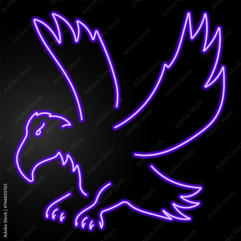 Obraz premium eagle neon sign, modern glowing banner design, colorful modern design trend on black background. Vector illustration.