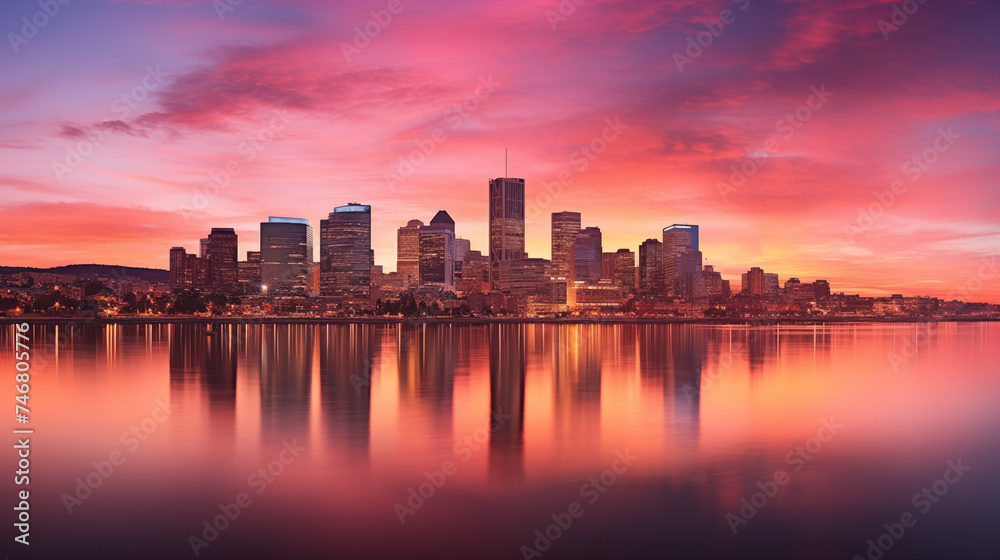 Twilight Cityscape: A Panoramic View of Urban Life under a Dusky Sky