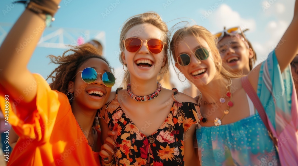 a teenagers in the summertime outfits on a music festival a teenagers in the summertime outfits on a music festival
