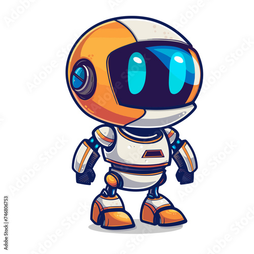 Cute cartoon robot isolated on a white background. Vector illustration.