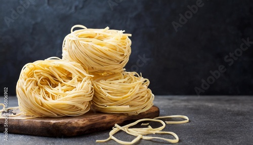 dried noodles on dark background