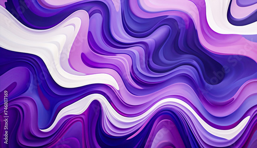 Abstract Purple and White Waves Background - Fluid Art Design