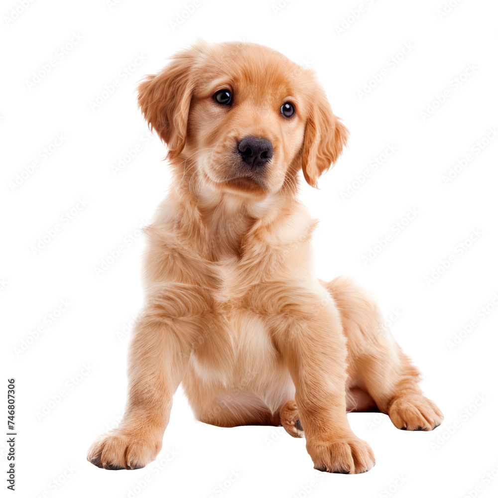 A puppy Golden Retriever dog. Isolated on transparent background.