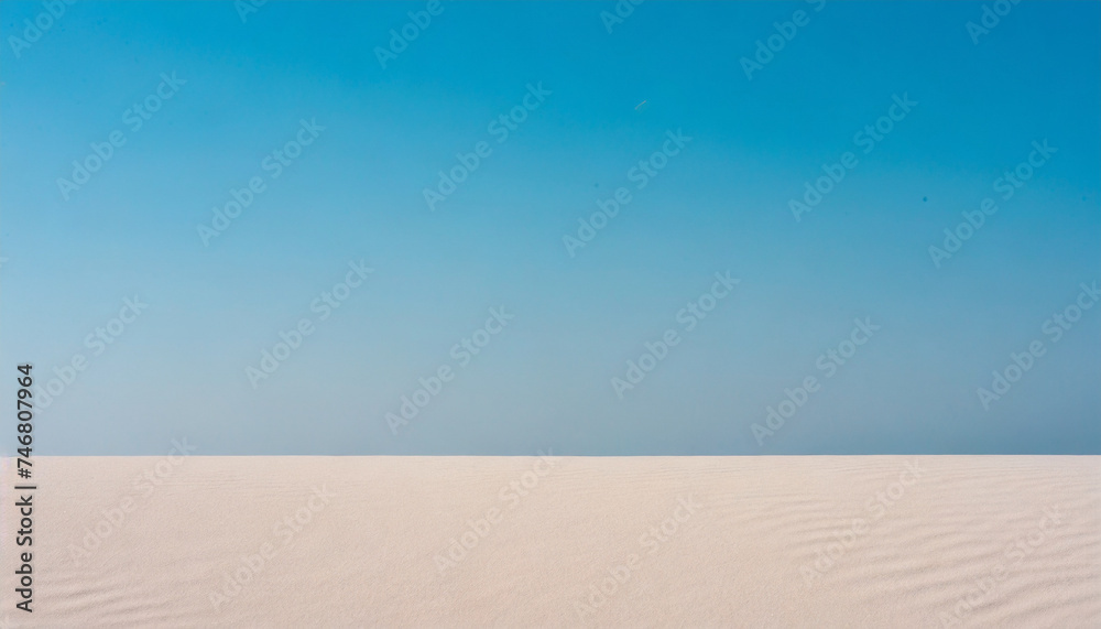 Clear blue sky with white sand dune. Desert horizon landscape. Background with space for text Clear blue sky with white sand dune. Desert horizon landscape. Background with space for text