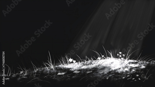 Illuminated Wild Grass in Monochrome