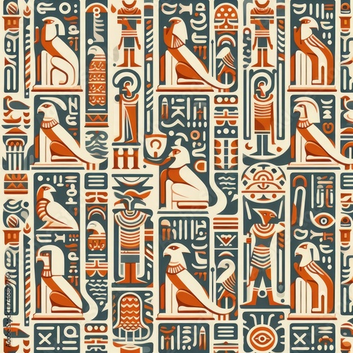 Egyptian hieroglyph and symbolAncient culture sing and symbol.Ancient egypt mural.Egyptian mythology. photo