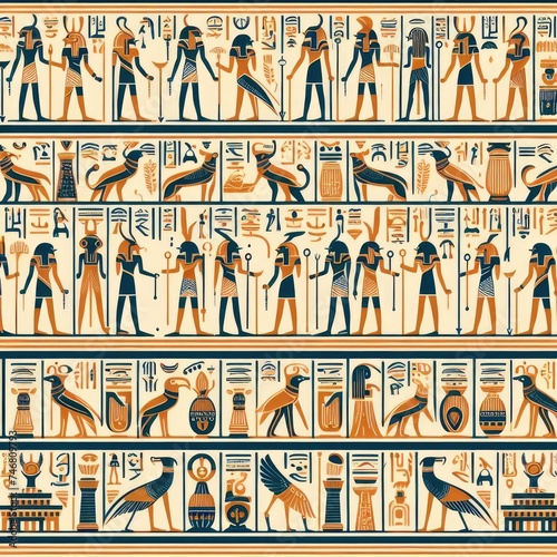 Egyptian hieroglyph and symbolAncient culture sing and symbol.Ancient egypt mural.Egyptian mythology. photo