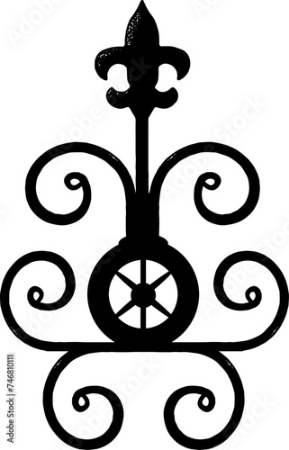 Vintage Vektor Ornament - Alte Spitze mit geschwungenen Stangen - Design Element Silhouette