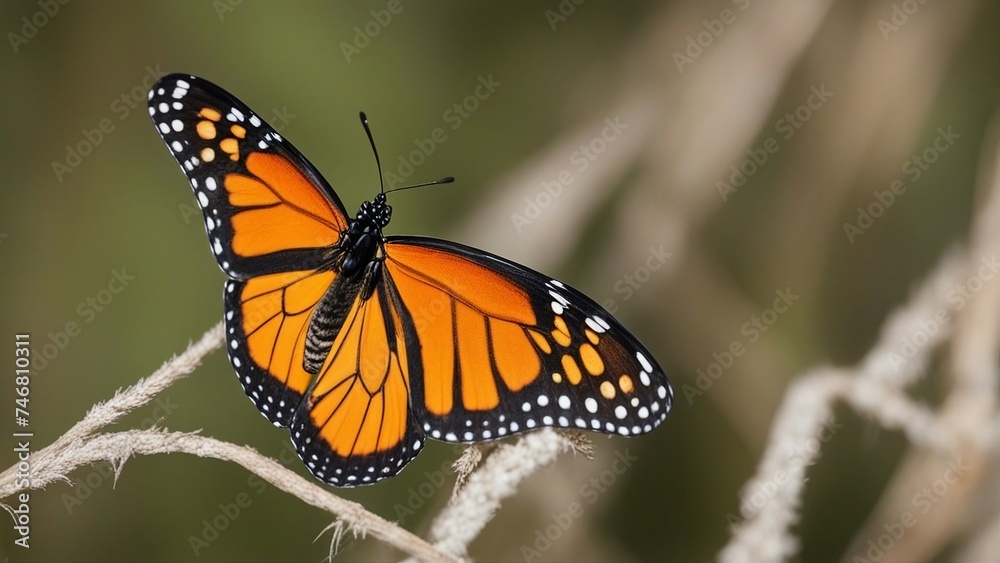 Fototapeta premium butterfly on a leaf a monarch butterfly on a plant 