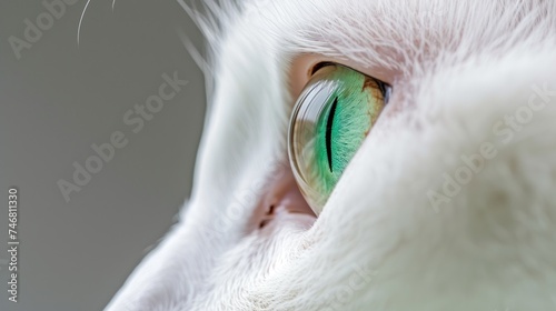 a close up of a cat's eye with a green cat's eyeball in the center of the cat's eye. photo