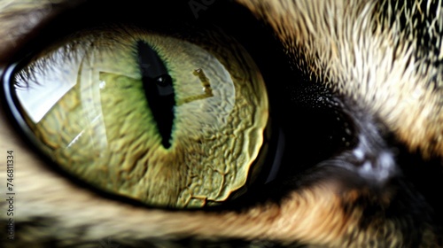 a close up of a cat's eye with a cat's eyeball in the center of the cat's eye. photo