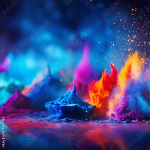 Colorful explosion of colored particles. Abstract background with explosion effect.