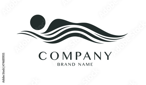 Stylish flat minimalistic logo design: modern graphic elements with abstract Massage Therapy symbol in black and white for Spa and Relaxation wellness in high quality vector