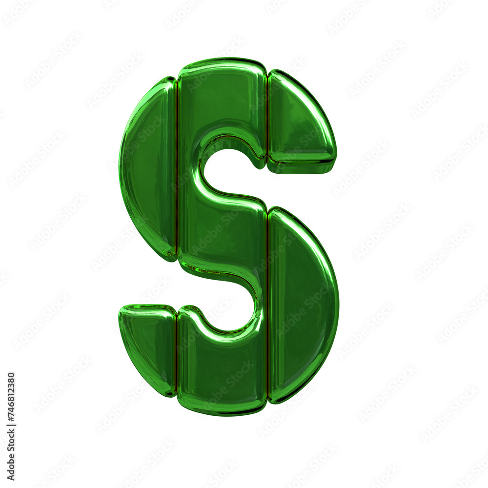Symbol made of green vertical blocks. letter s Symbol made of green vertical blocks. letter s