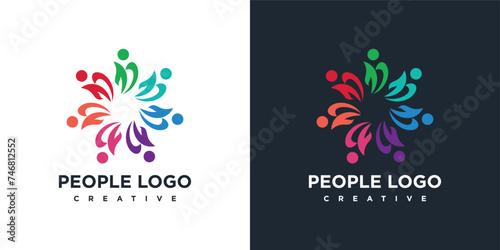 Human character logo design template shaped like a flower photo