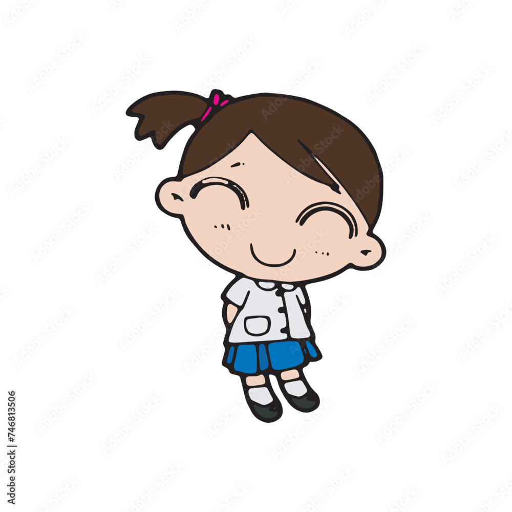 thai students cleaning up school classroom, cute cartoon kawaii vector illustration thai students cleaning up school classroom, cute cartoon kawaii vector illustration