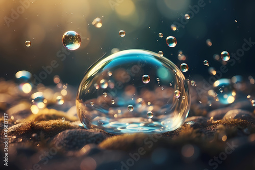  a whimsical and dreamy image of bubbles floating in the air, generative ai