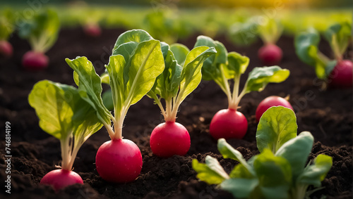 Ripe radishes in the garden nutrition