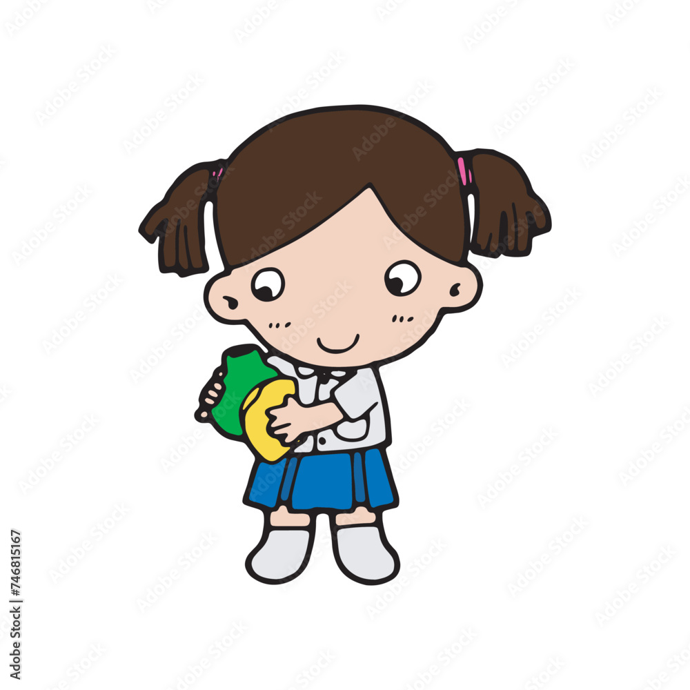 thai students cleaning up school classroom, cute cartoon kawaii vector illustration thai students cleaning up school classroom, cute cartoon kawaii vector illustration
