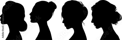 Silhouette profile of a woman. Universal sign on isolated background. photo