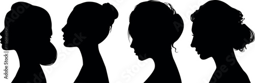 Silhouette profile of a woman. Universal sign on isolated background.