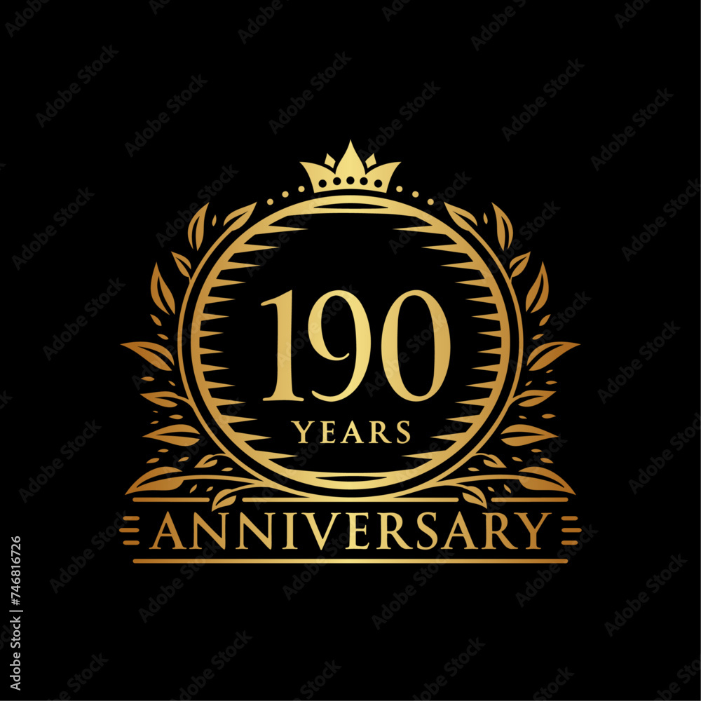 190 years celebrating anniversary design template. 190th anniversary logo. Vector and illustration.
