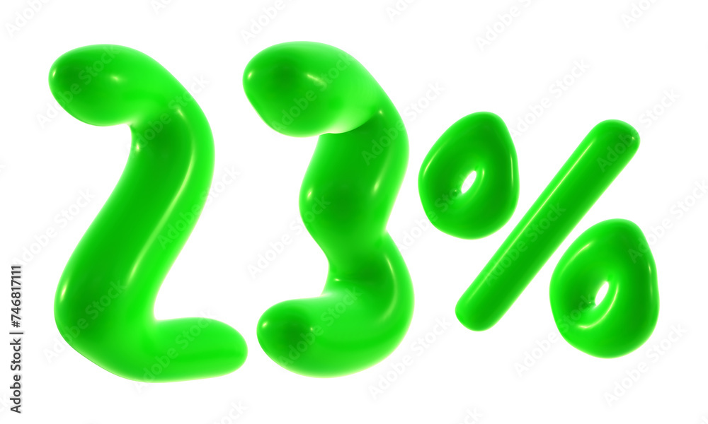 23 percent with green color isolated on transparent background for sale, discount, promotion and business concept 23 percent with green color isolated on transparent background for sale, discount, promotion and business concept