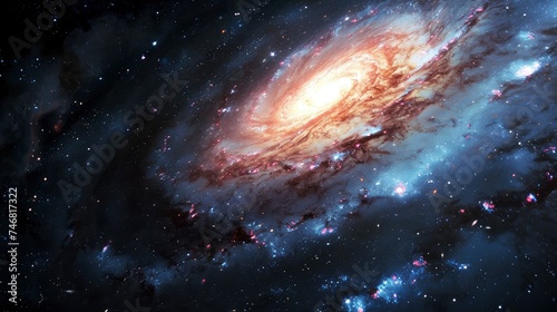 An awe-inspiring spiral galaxy with intricate layers of stars  dust  and cosmic gas  captured in vibrant colors.