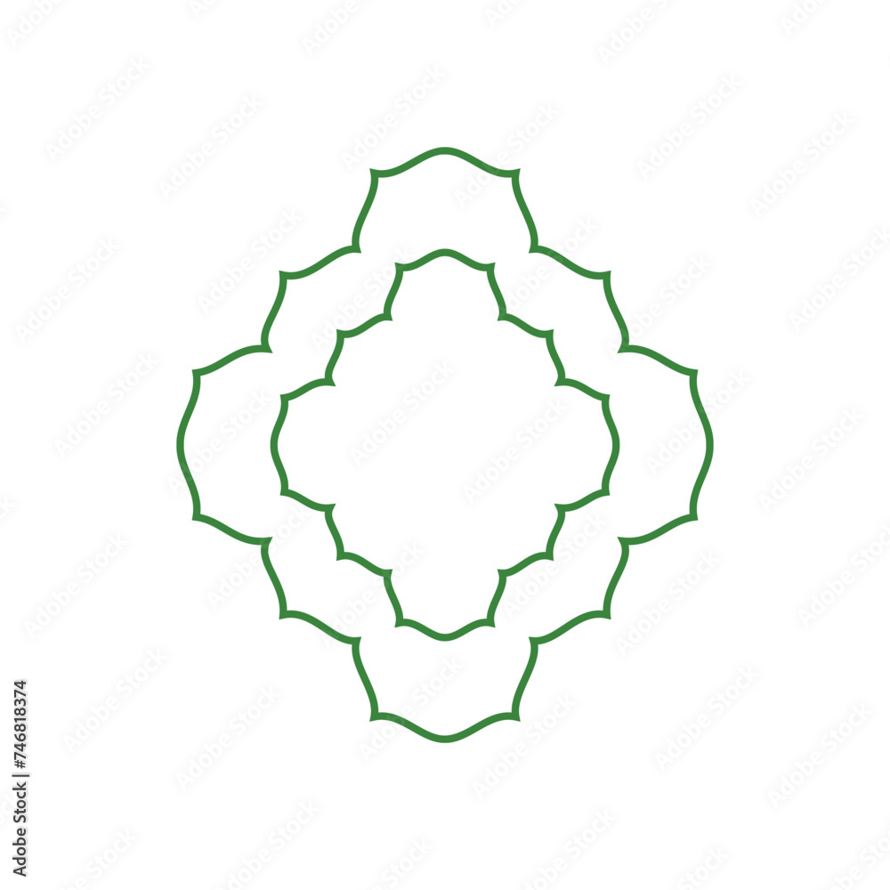Geometric circle element for design template. Lace ornament for invitations and greeting cards. Simple religious ornament in dark colors with lines. Religious design elements