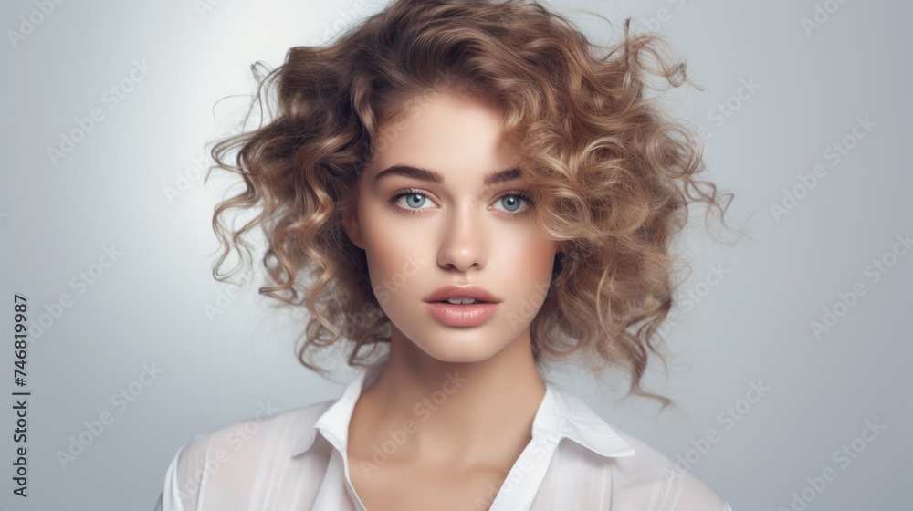 portrait of a curly haired woman Ai Generative portrait of a curly haired woman Ai Generative
