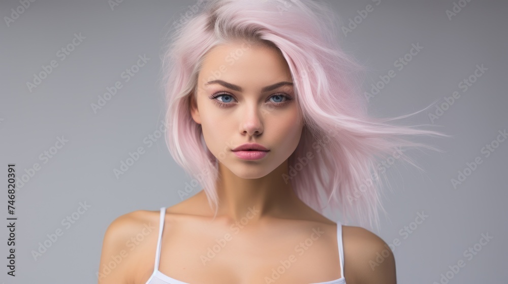 Woman with light rose hair Ai Generative