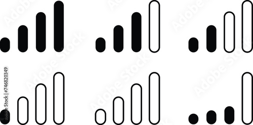 Cellular signal level mobile network strength icon set vector.